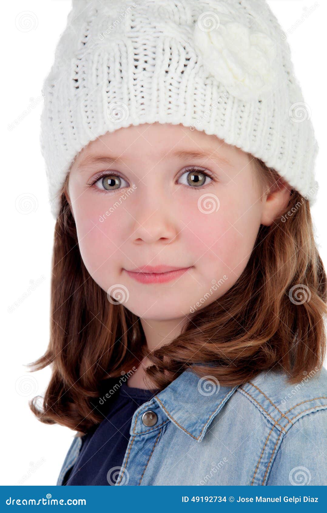 Smiling Pretty Girl with Wool Cap Stock Photo Image of childhood, background 49192734