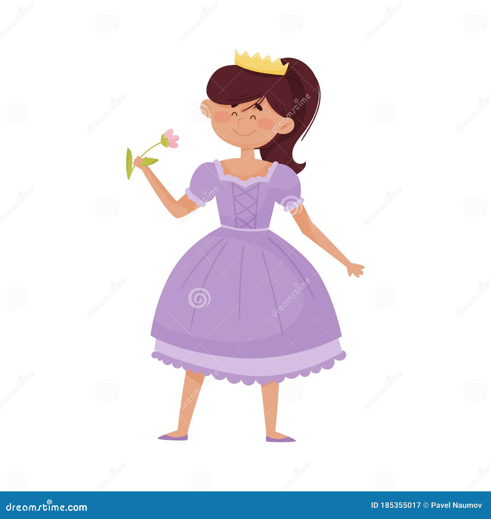 Smiling Princess With Dark Hair Wearing Crown And Dressy ...