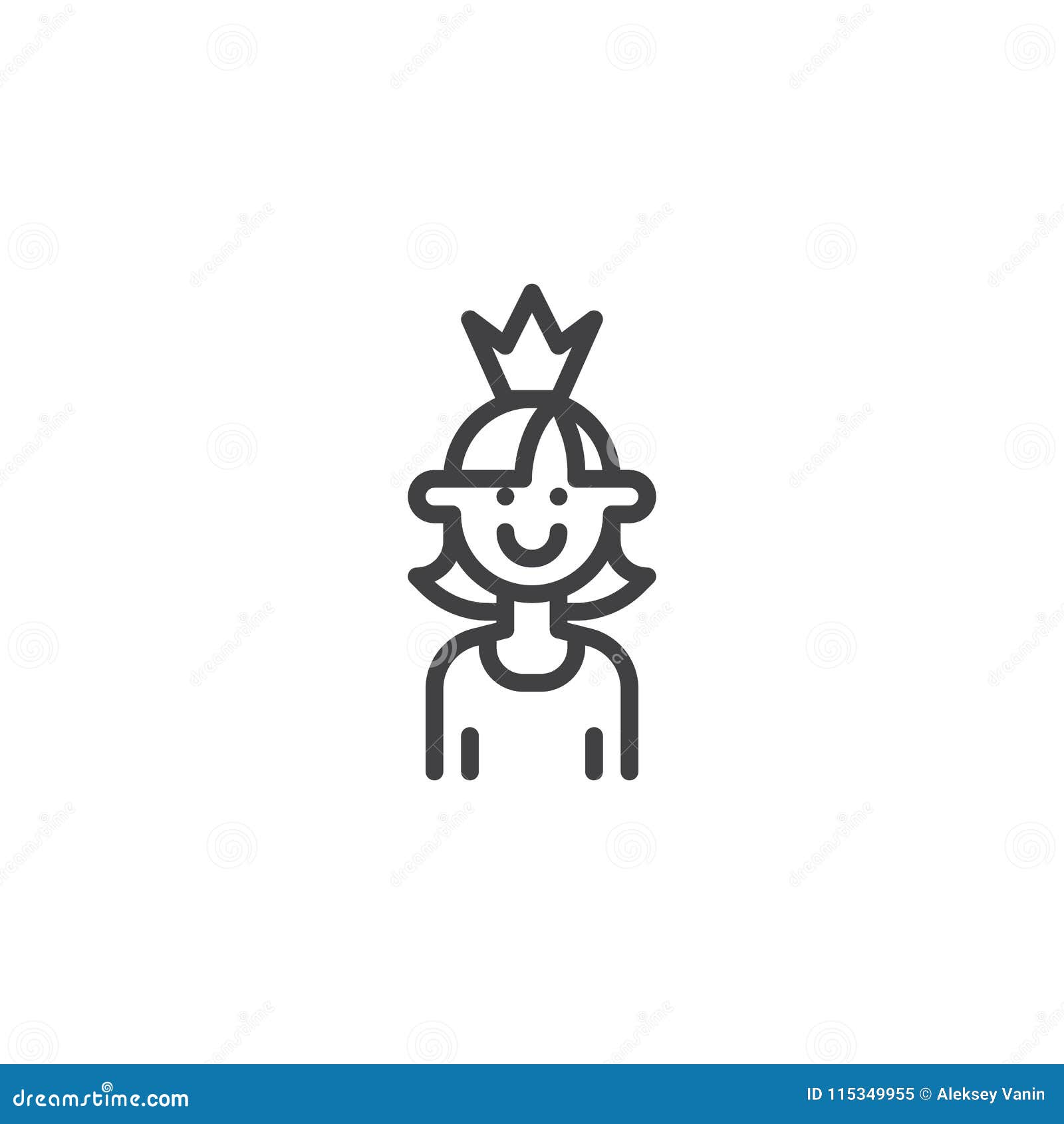 Smiling Princess Outline Icon Stock Vector - Illustration ...