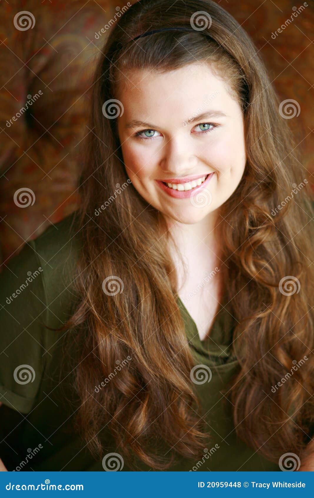 Smiling Real Teen Girl With Long Hair Stock Photo Im