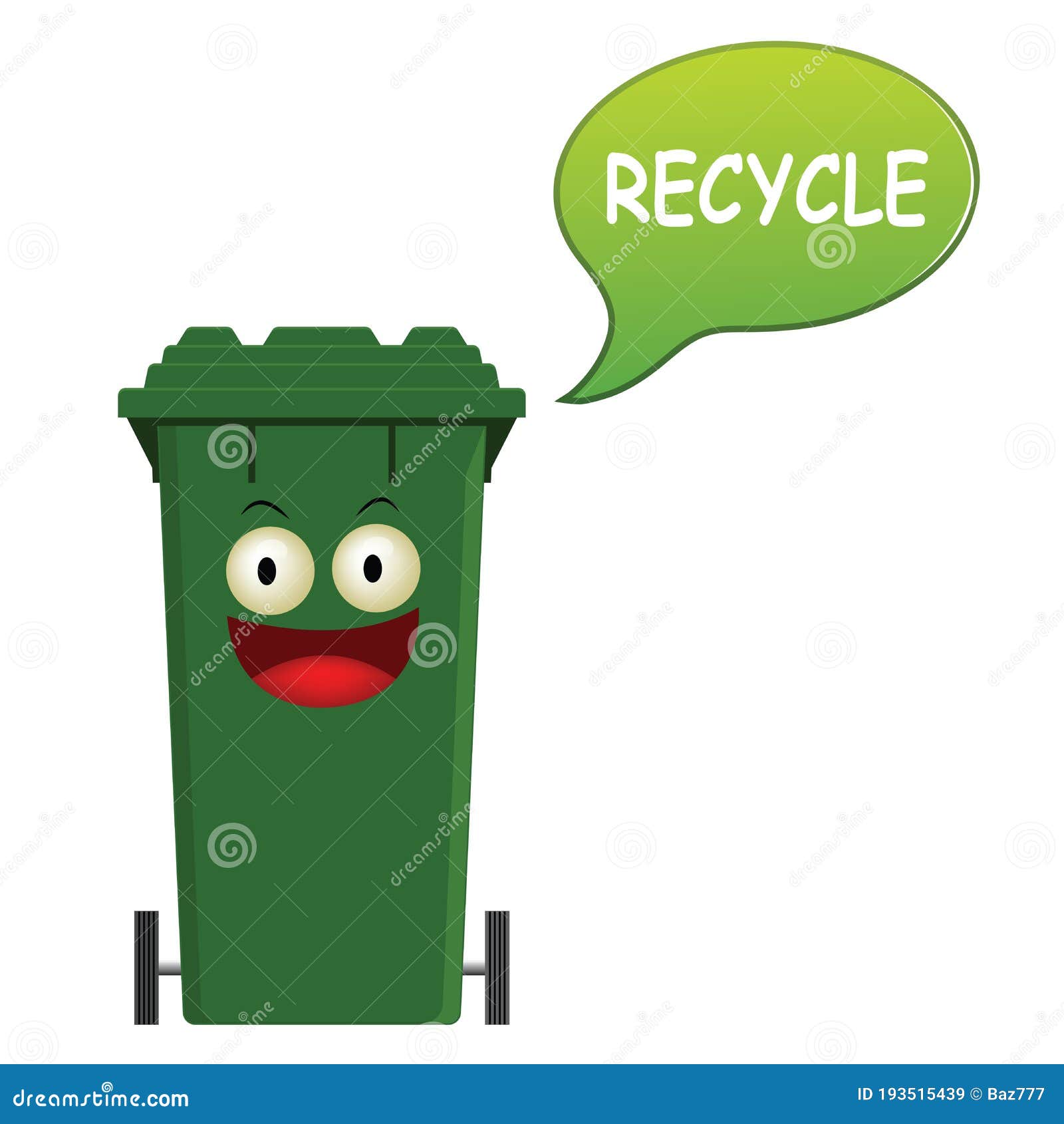 smiling recycling bin