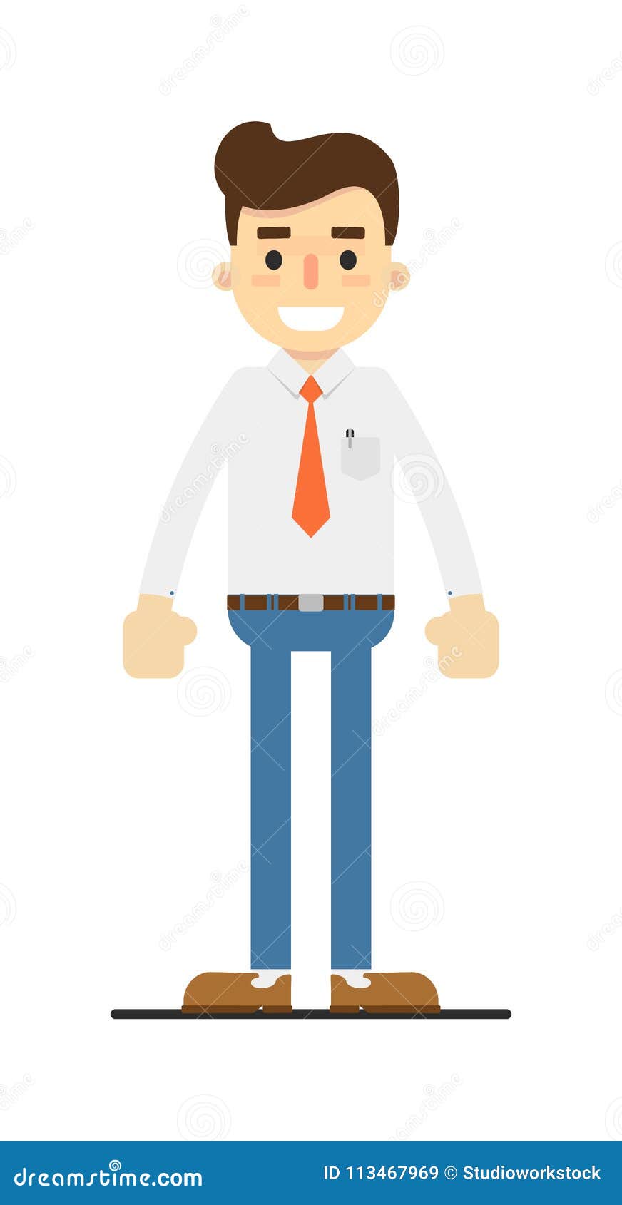 Smiling Retail Consultant Character in Flat Design Stock Illustration