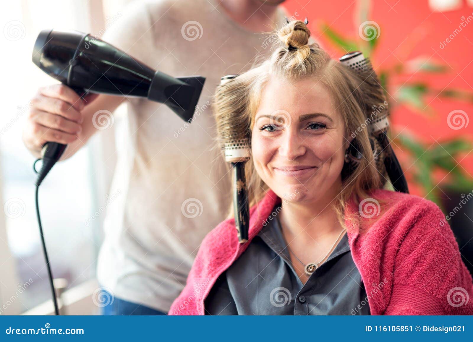 Smiling Satisfied Customer at Beauty Salon Stock Image Image of