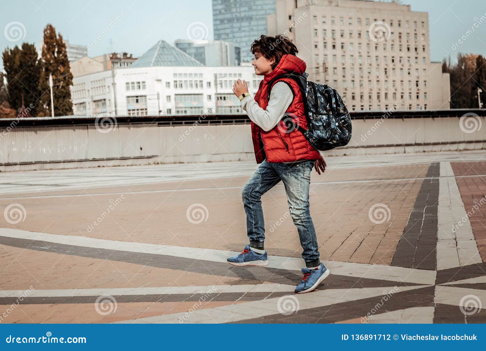 Smiling Schoolchild Having Free Time after School Stock Photo - Image ...