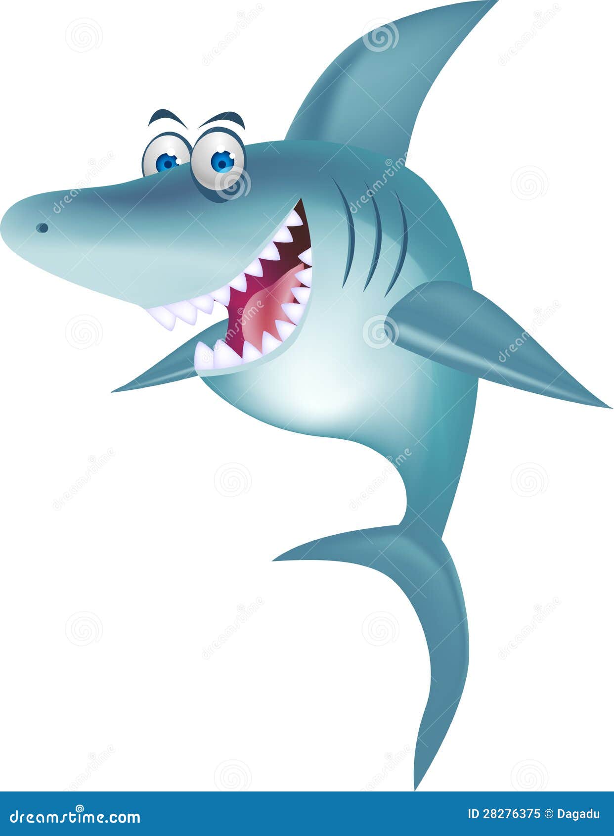 Smiling shark cartoon stock illustration. Illustration of