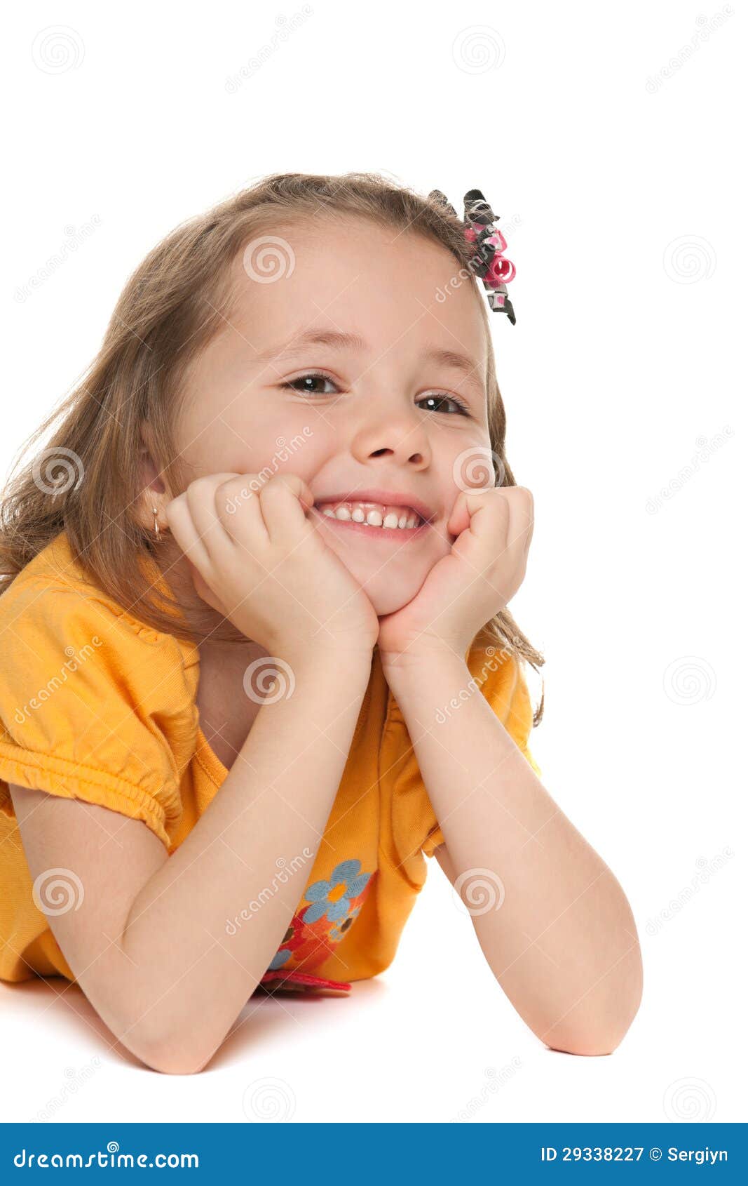 Smiling Small Girl in a Yellow Shirt Stock Image Image of lovely