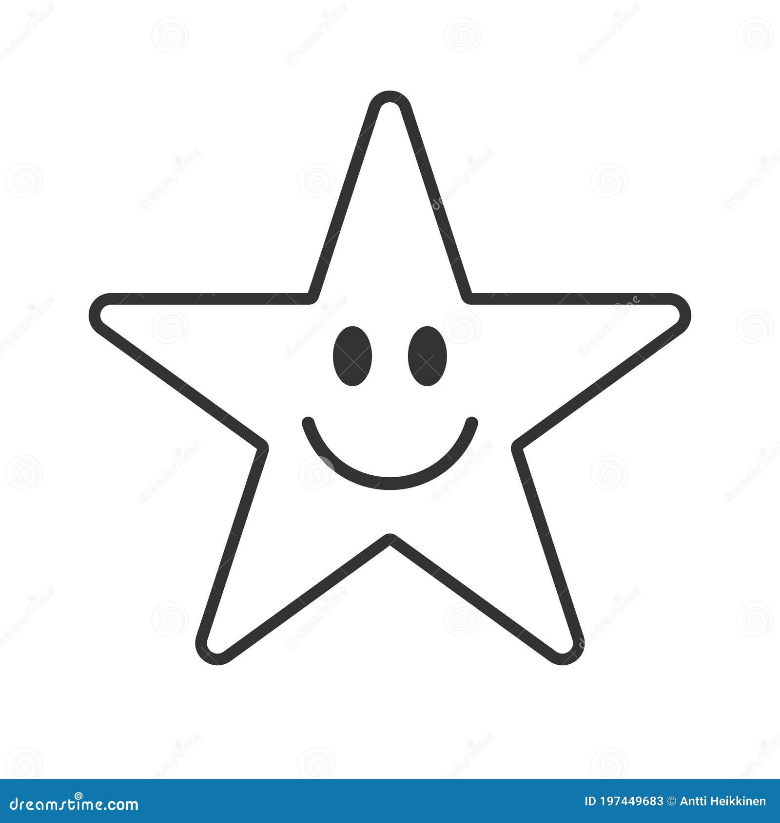 Smiling Star Face Vector Icon Symbol. Smile Button Sign. Simple Flat