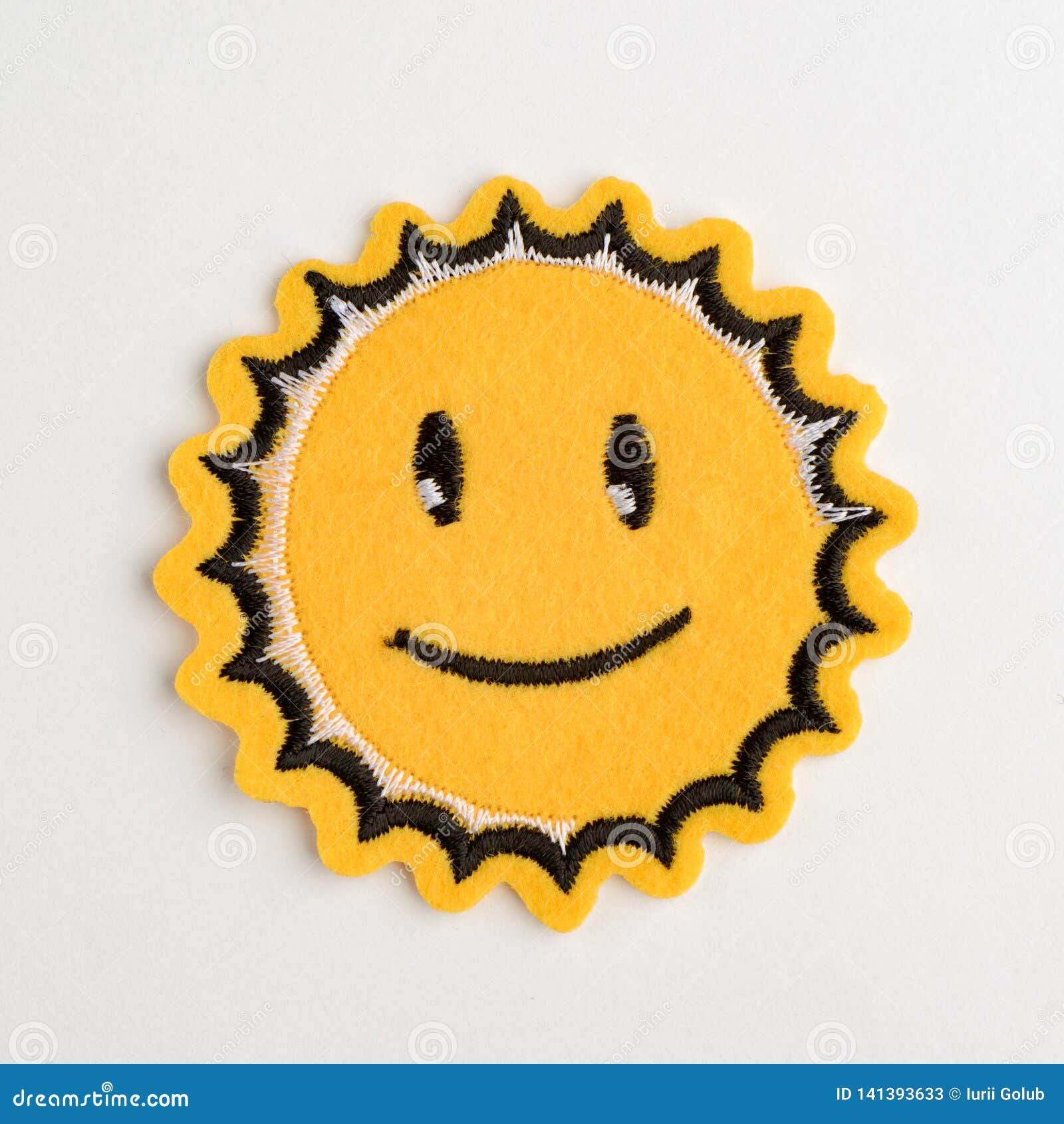 Smiling Sun Iron On Embroidered Patch Applique