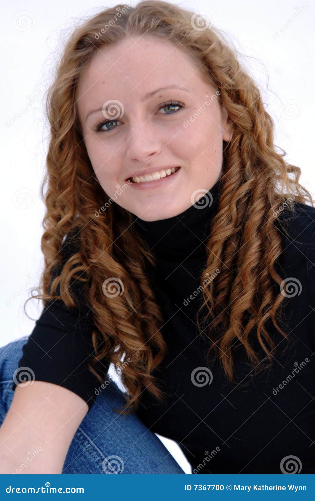 Smiling Teen With Curly Hair Stock Photo Image Of Happy