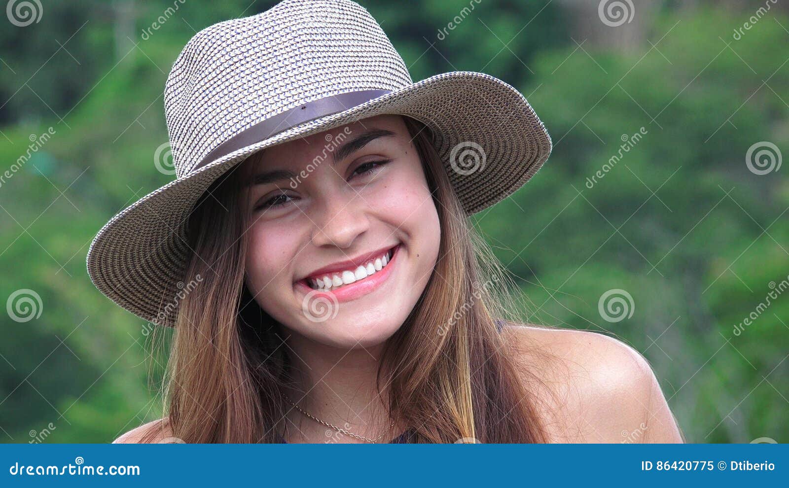 Smiling Teen Girl Wearing Hat Stock Image Image O