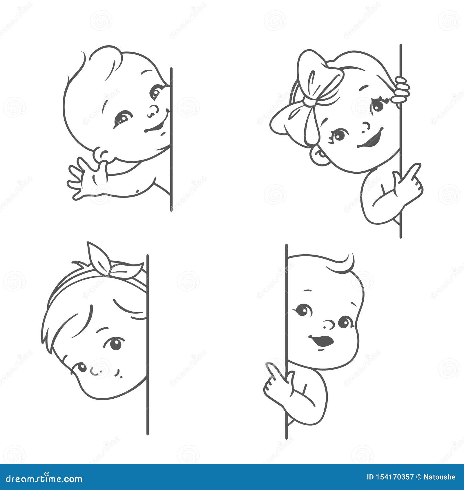 Baby Boy And Girl With Blank Text Frame Template For Logotype Stock Vector Illustration Of Drawing Care