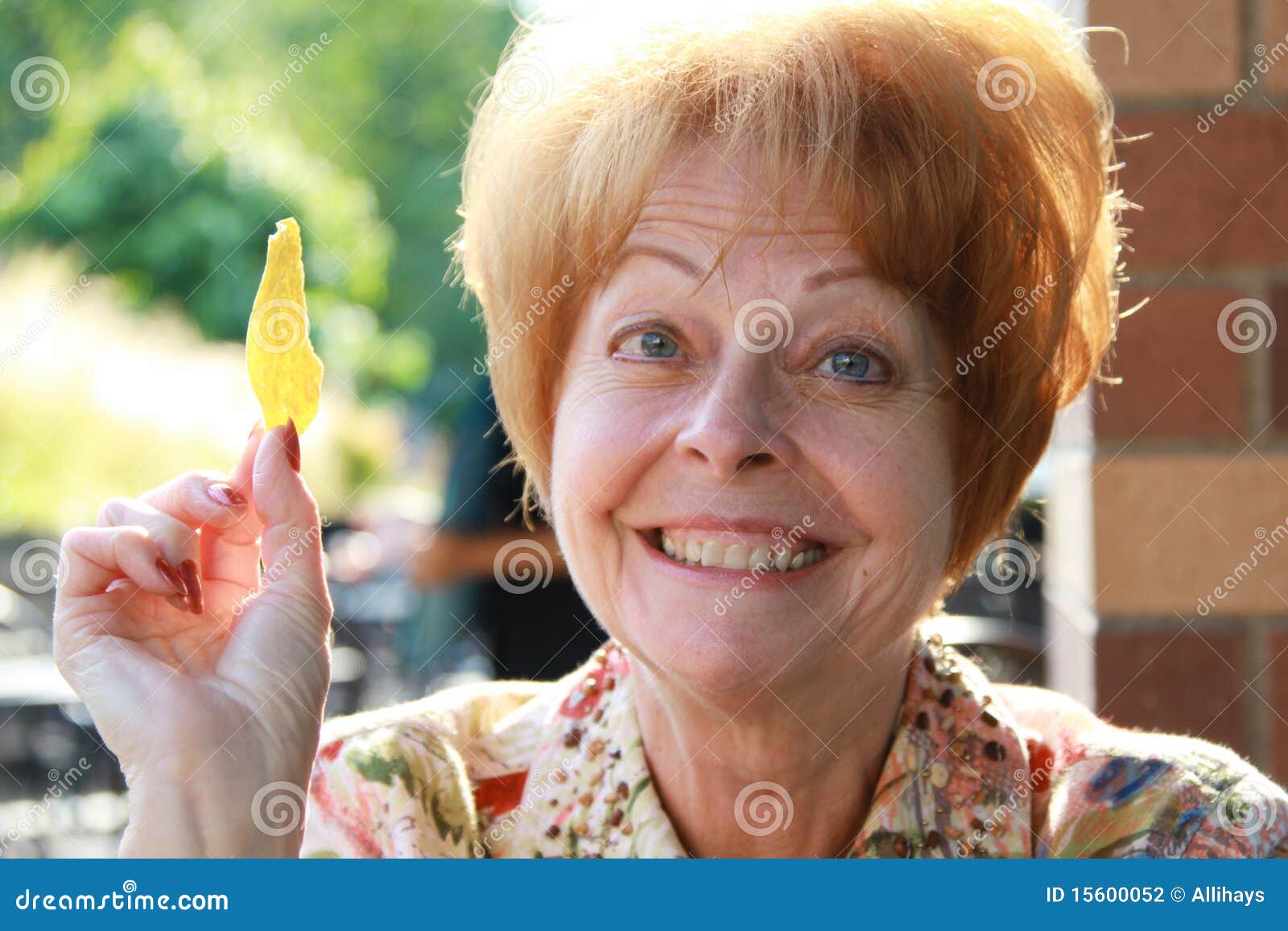Smiling Woman with Chip stock photo. Image of green, manicure 15600052