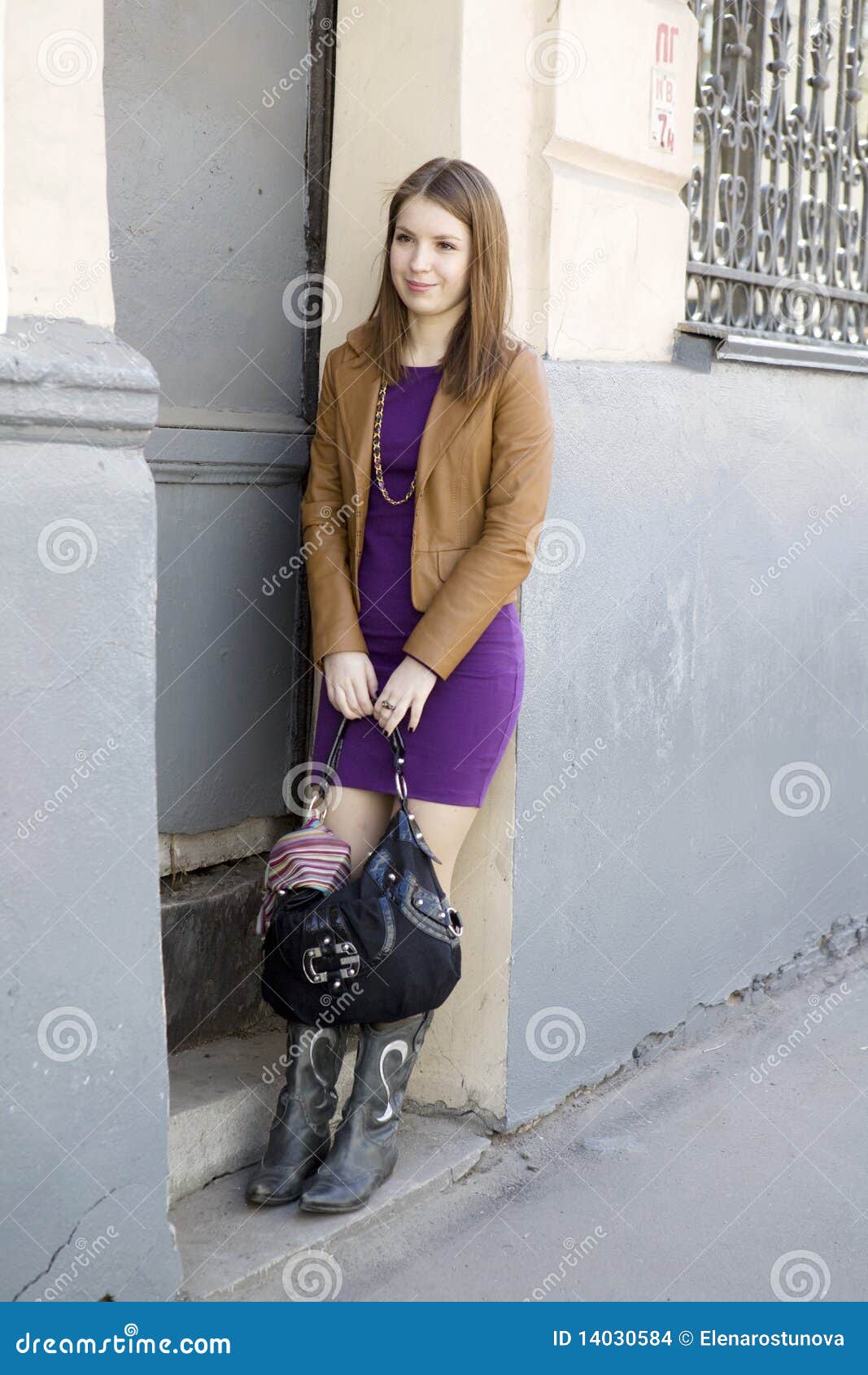 Smiling Woman With Long Hair In Short Skirt Stock Images 