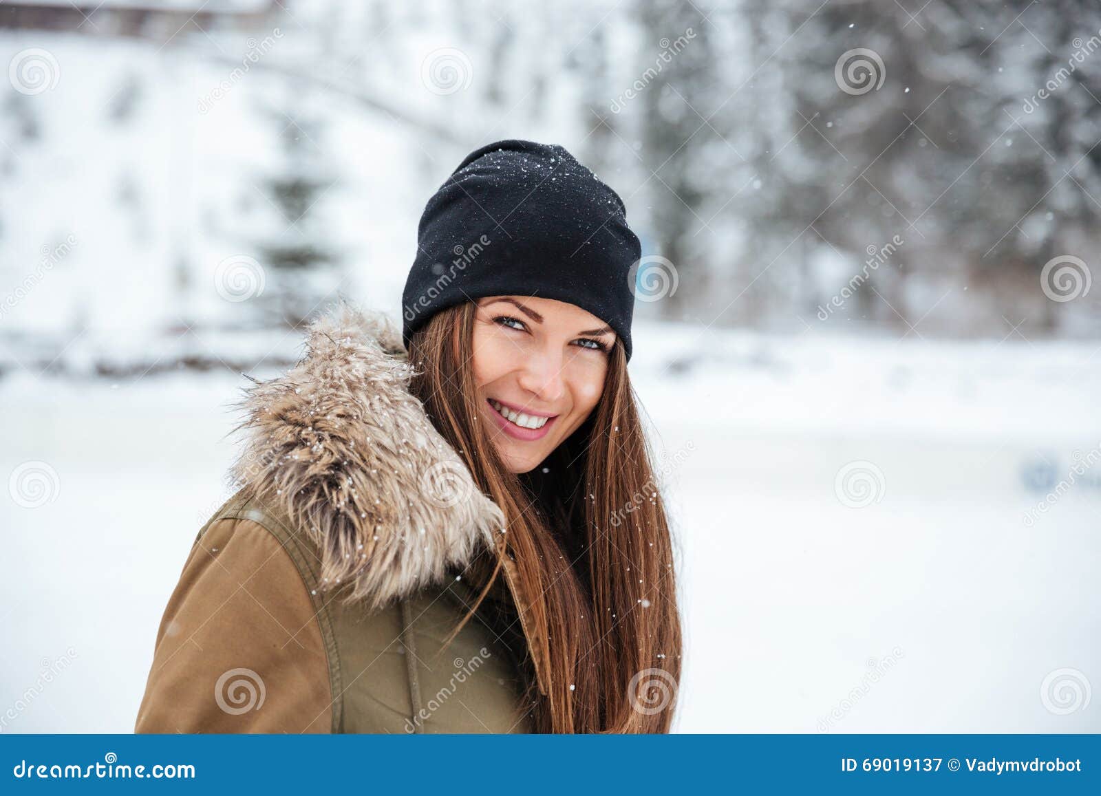Smiling Woman Looking at Camera Outdoors Stock Image - Image of looking ...