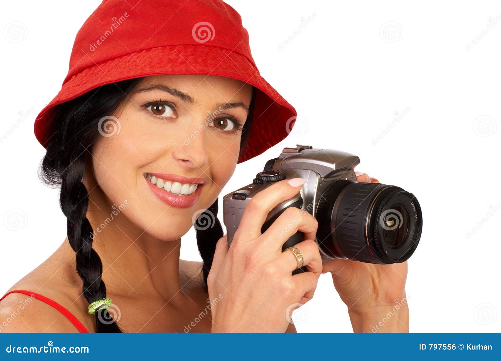 Smiling Woman And Photo Camera Royalty Free Stock Image 