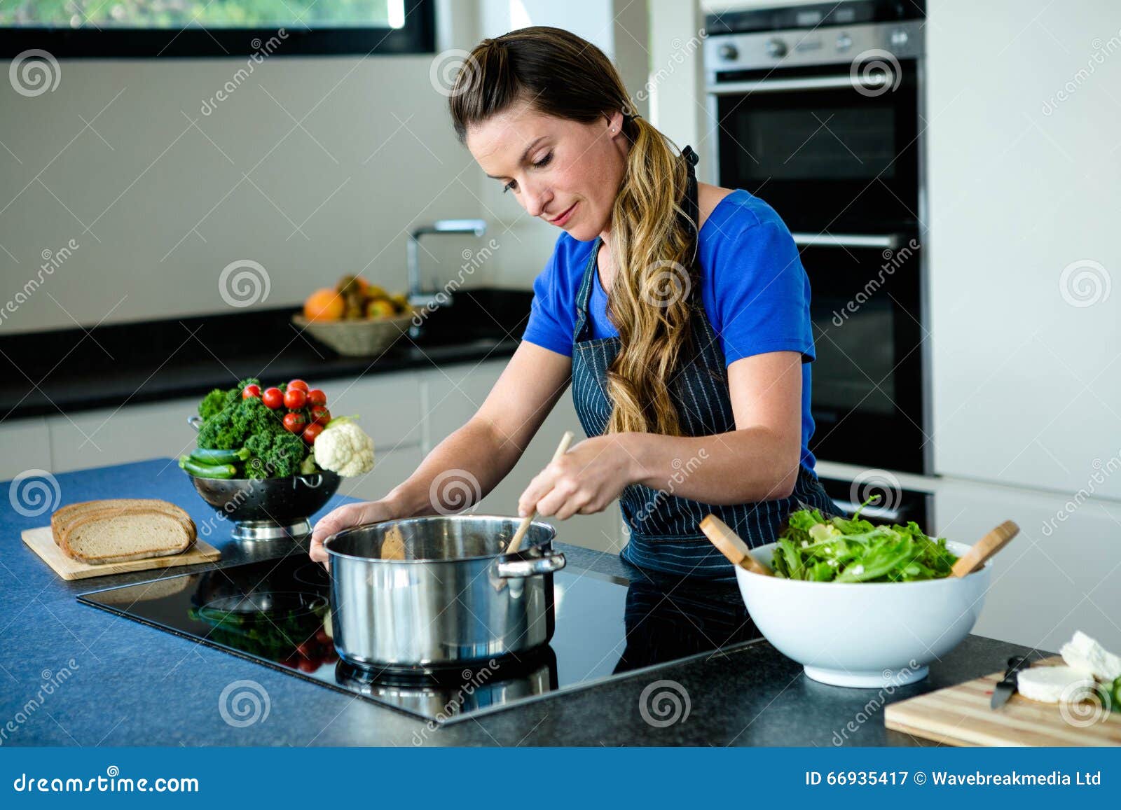 Smiling Woman Preparing Vegetables for Dinner Stock Image Image of