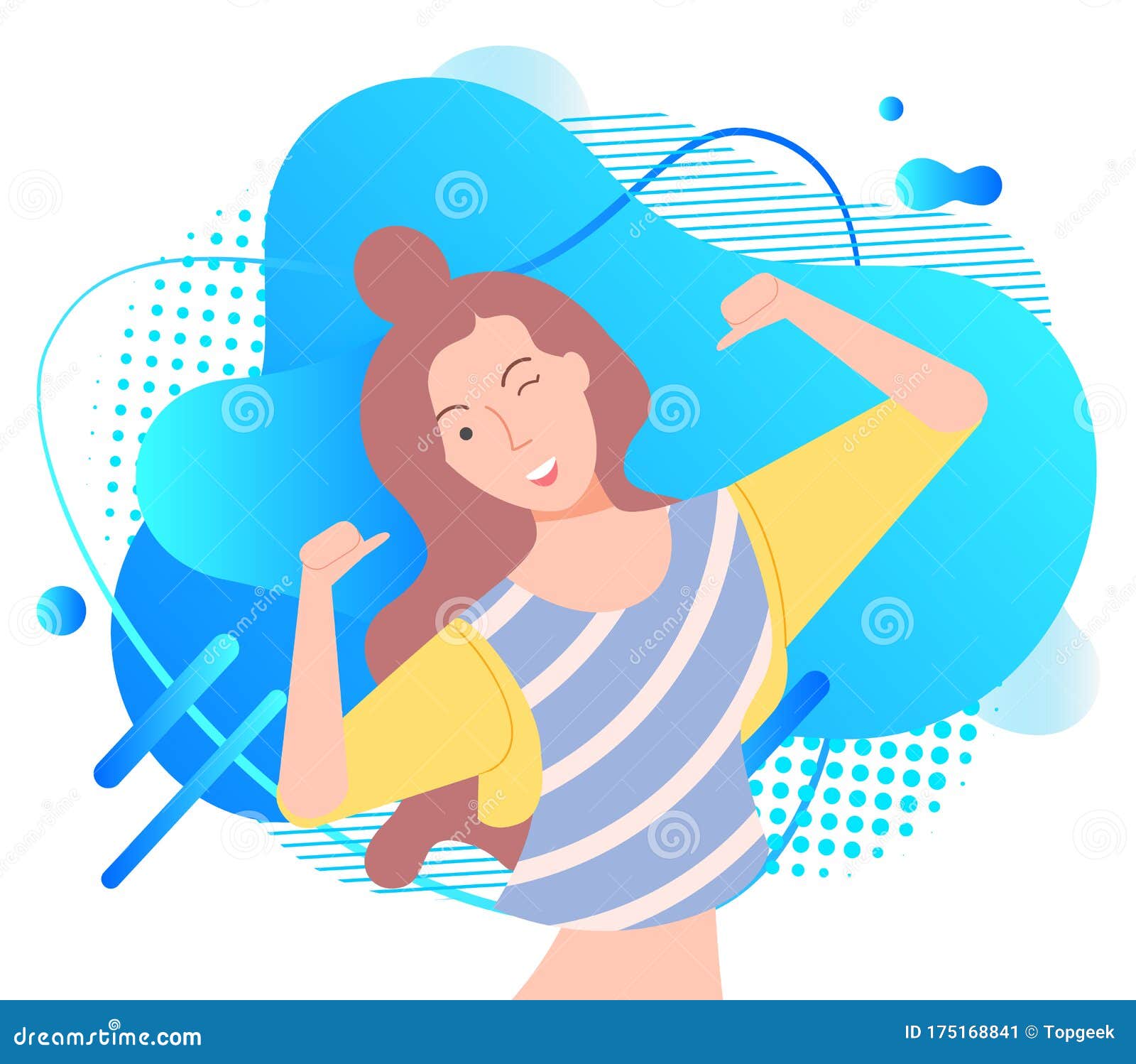 Download Female Winking, Smiling Girl, Lady Laughing Vector Stock Vector - Illustration of looking ...