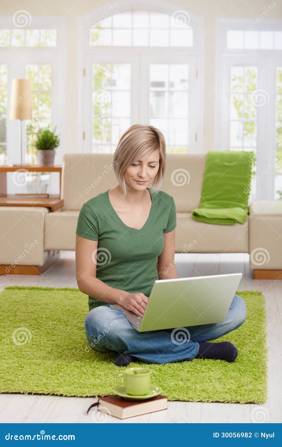 young woman teleworking with computer