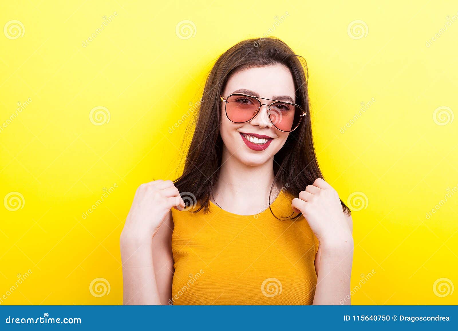 Smiling Woman Wearing Sunglasses Stock Photo - Image of female ...