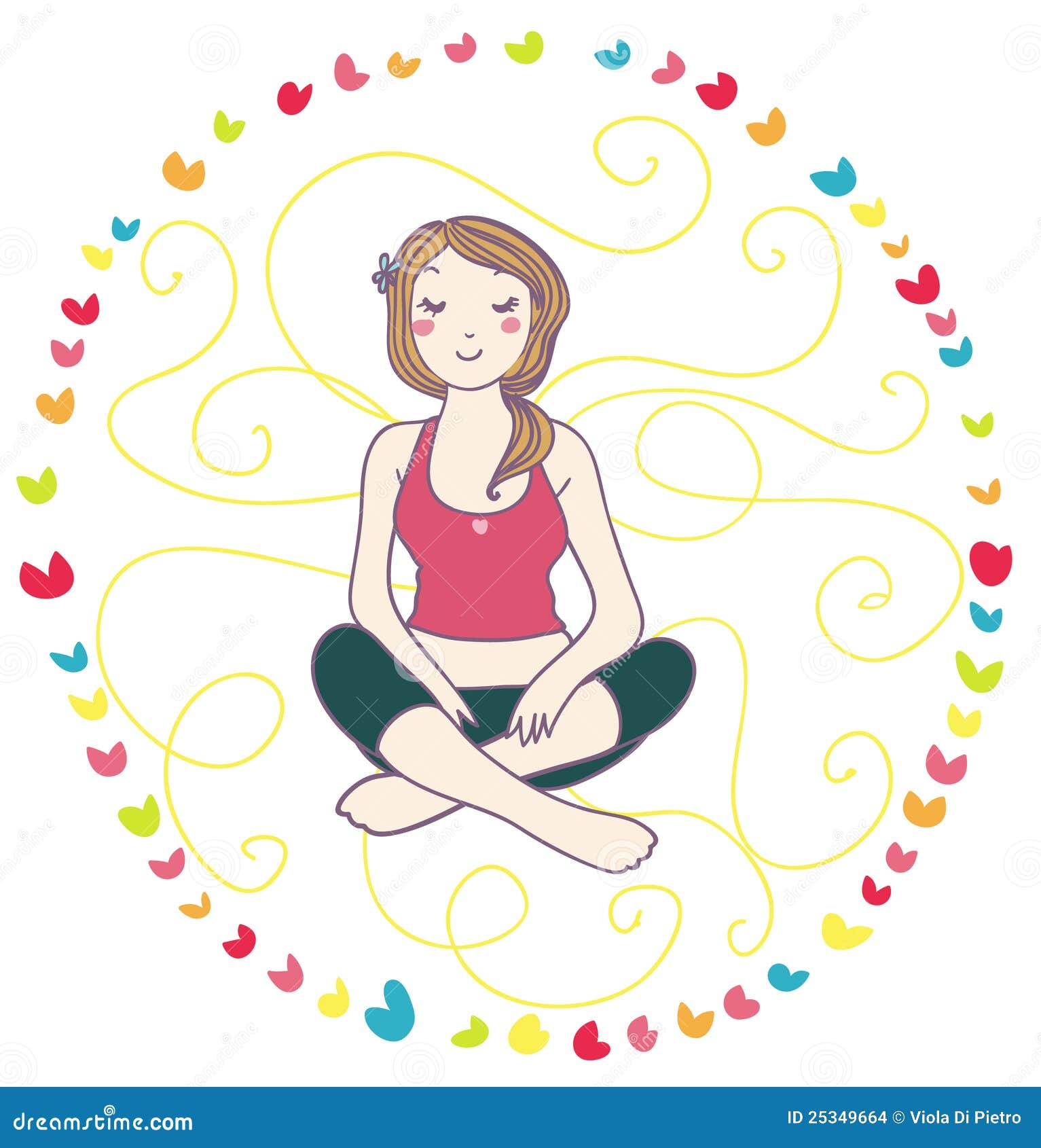 Smiling Woman in Yoga Relax Stock Illustration - Illustration of mantra ...
