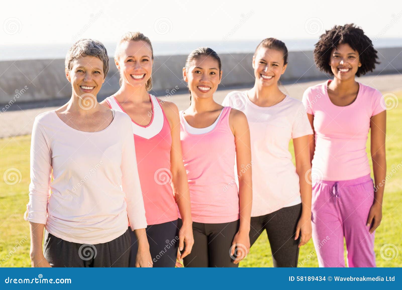 Smiling Women Wearing Pink For Breast Cancer Stock Photo Image Of