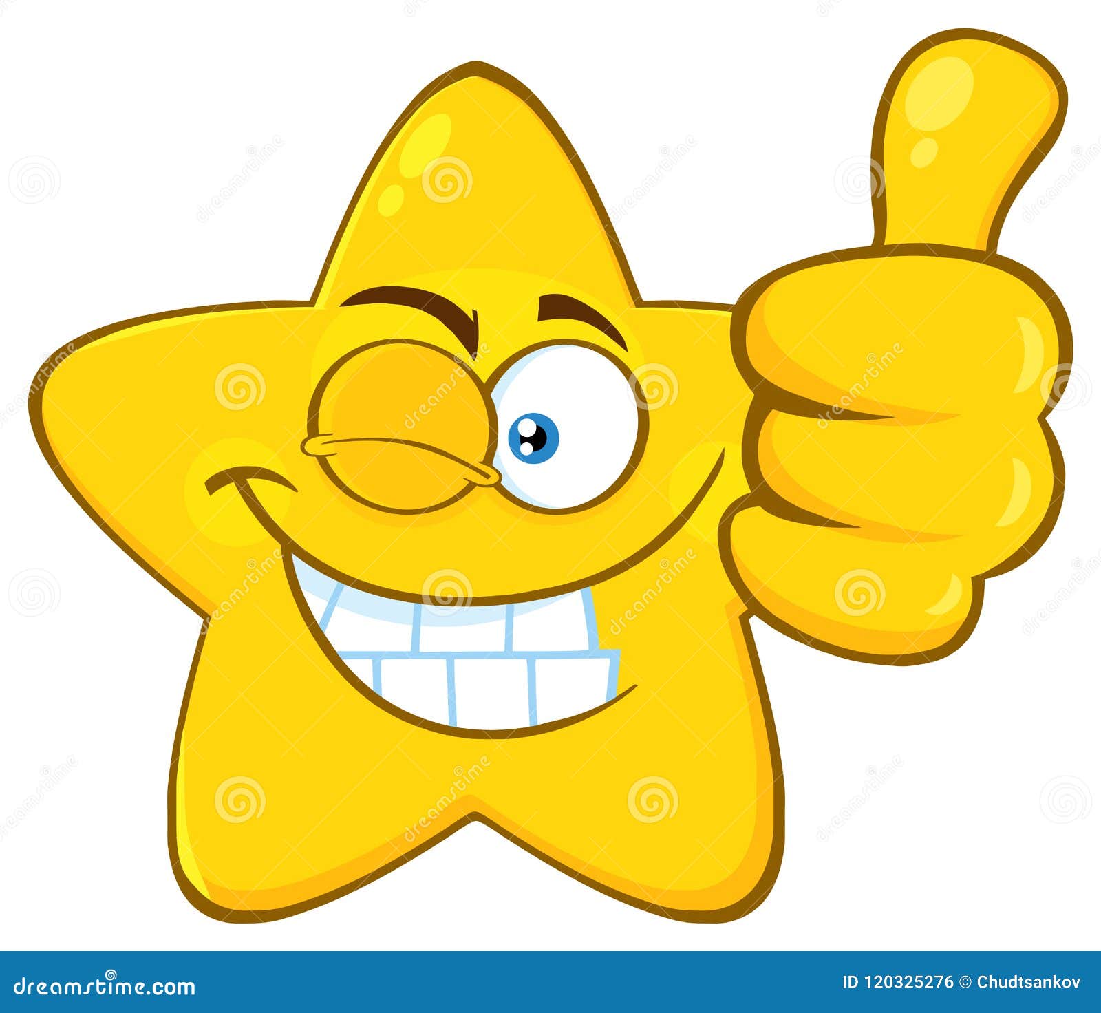 Smiling Yellow Star Cartoon Emoji Face Character With Wink