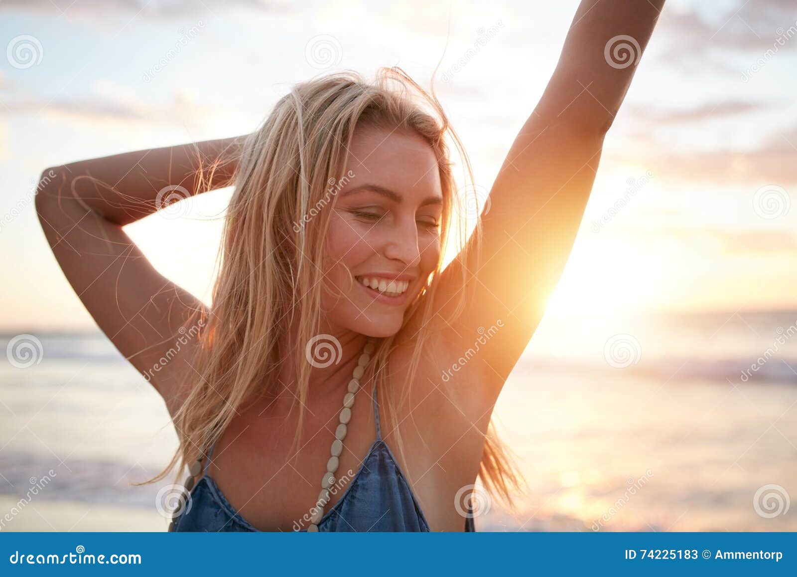 Smiling Young Caucasian Woman At The Beach Stock Image Image Of 