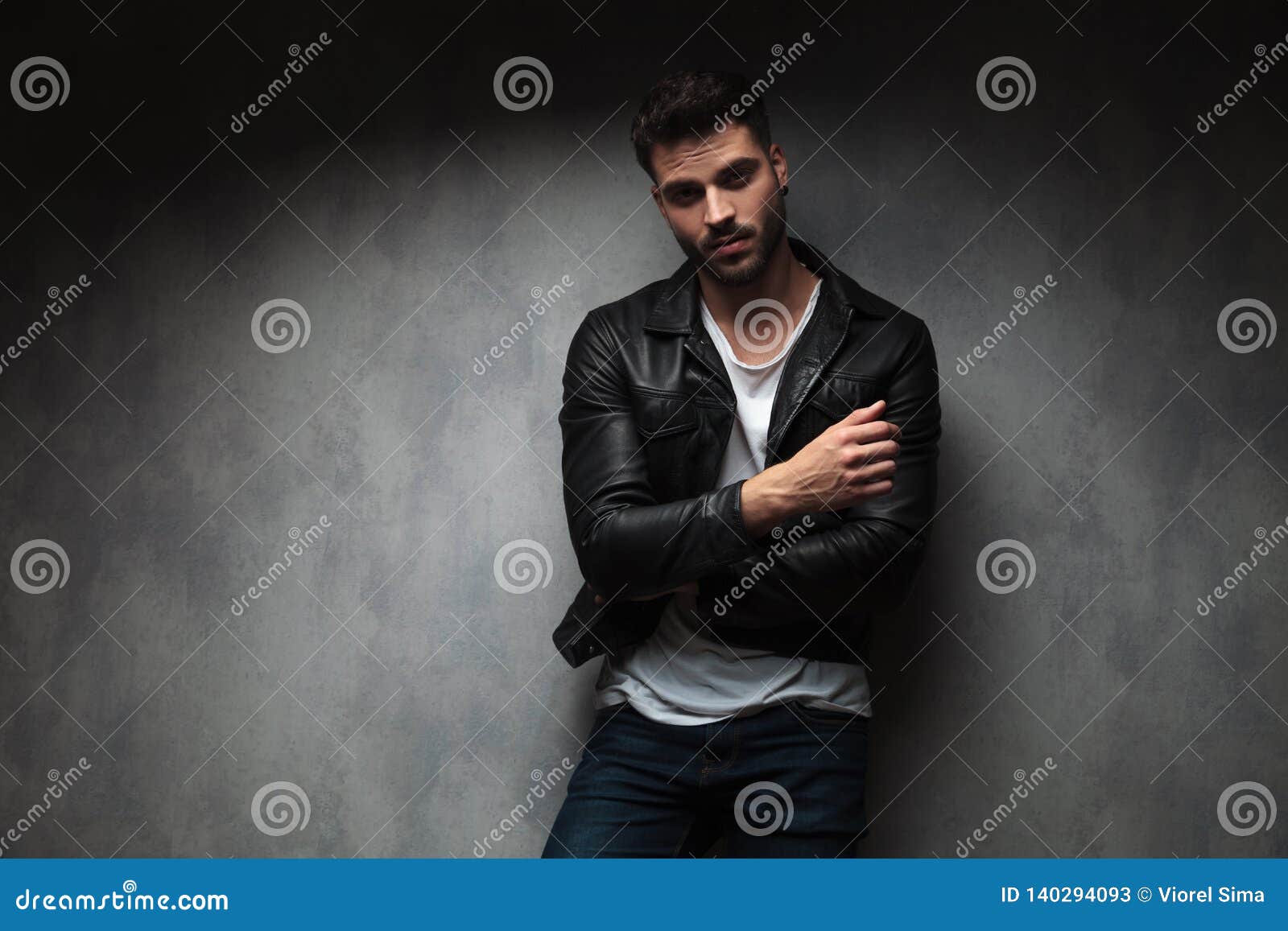 Smiling Young Fashion Man Standing with Hands Crossed Stock Image ...