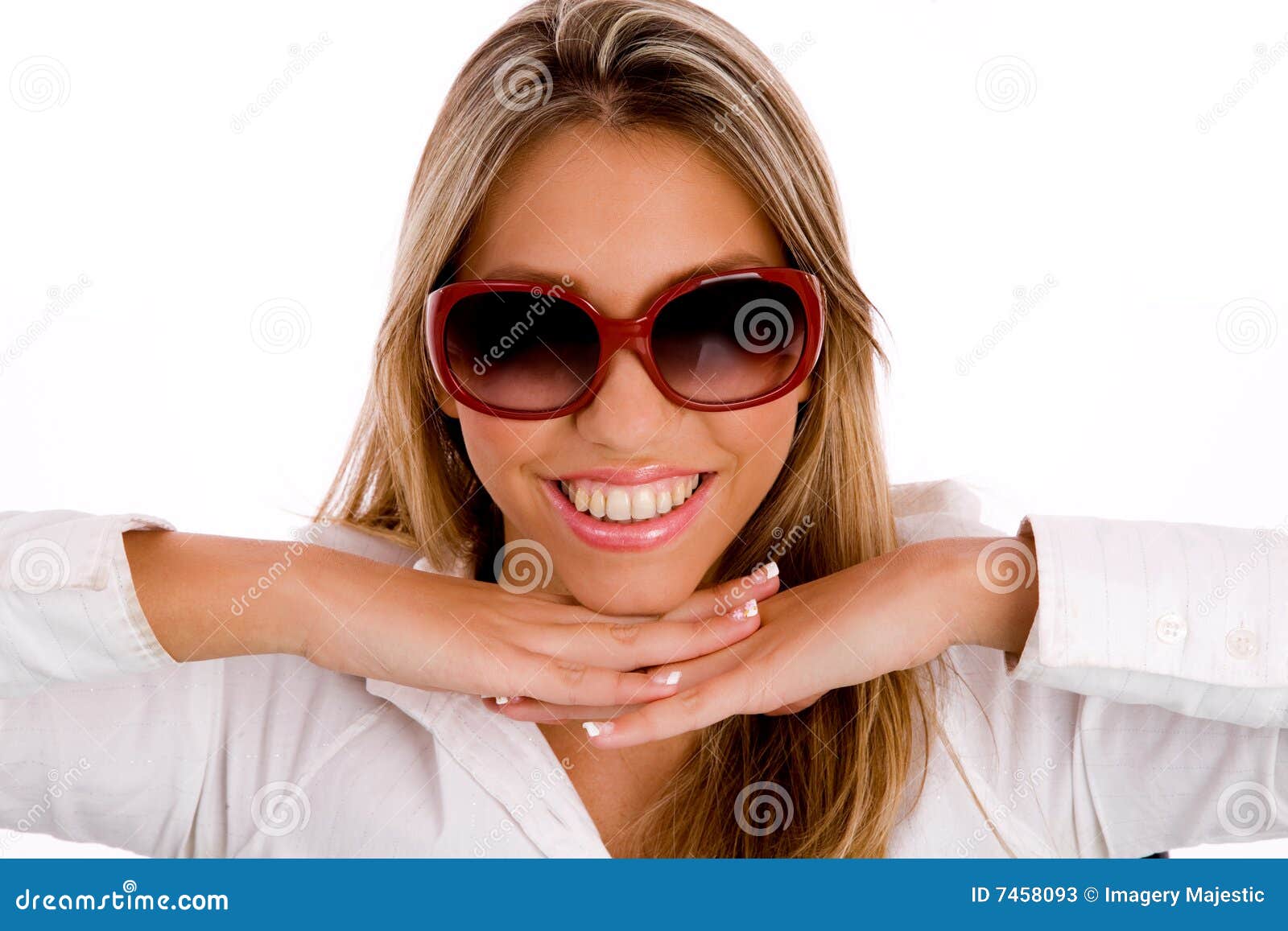Smiling Young Female Wearing Sunglasses Stock Image Image of pretty