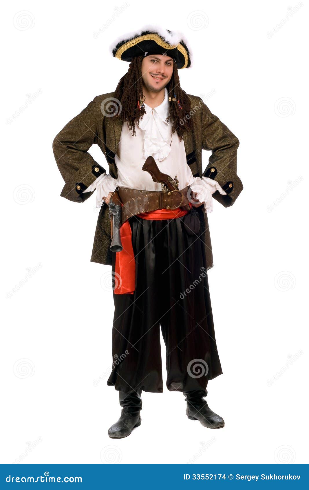 Smiling Young Man in a Pirate Costume Stock Photo - Image of moustache ...