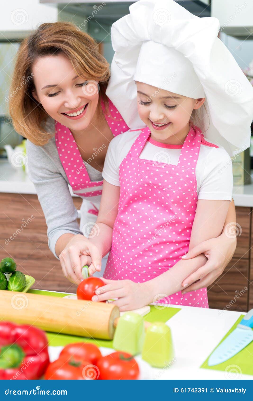 Smiling Young Mother With Daughter Cooking Stock Image Image Of Little Cheerful 61743391 