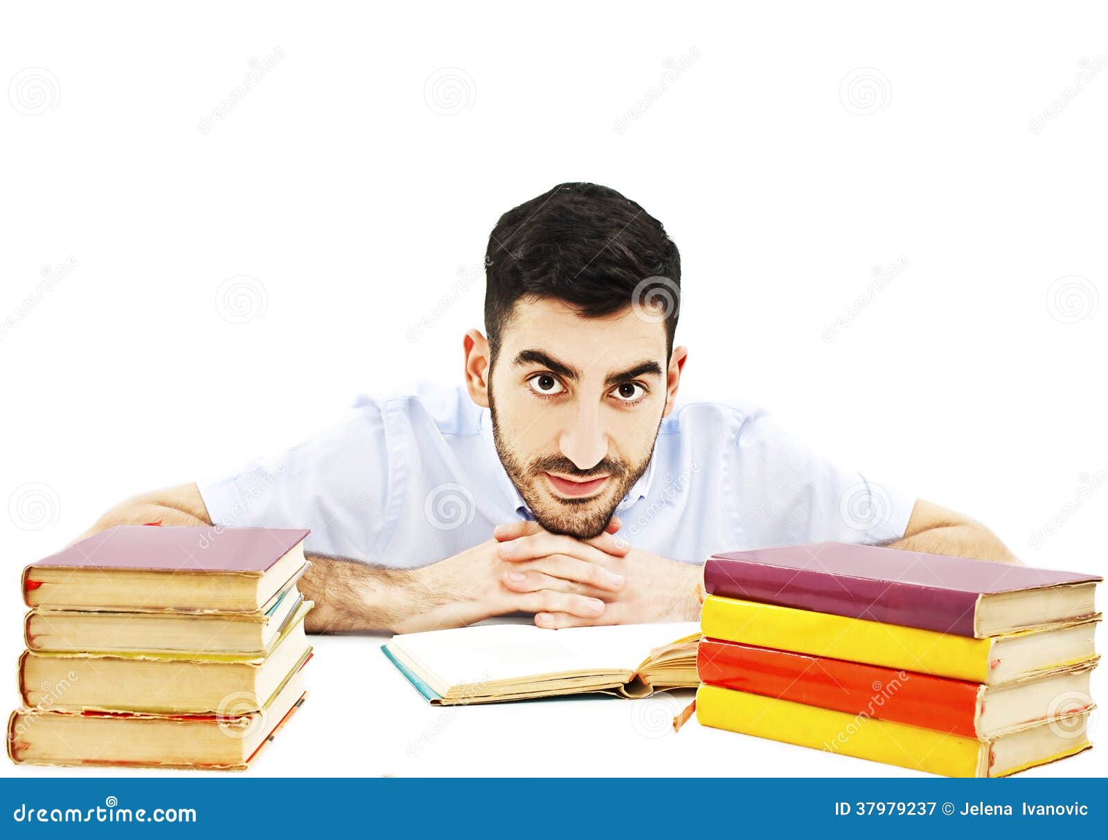 Smiling Young Student Preparing for Exam Stock Image Image of