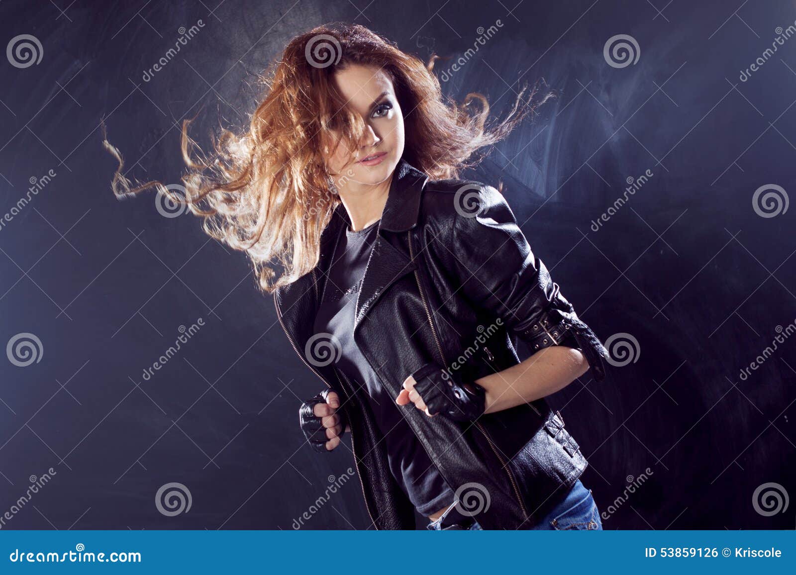 Smiling Young Woman Dancing, Hair Flying Stock Photo - Image of ...