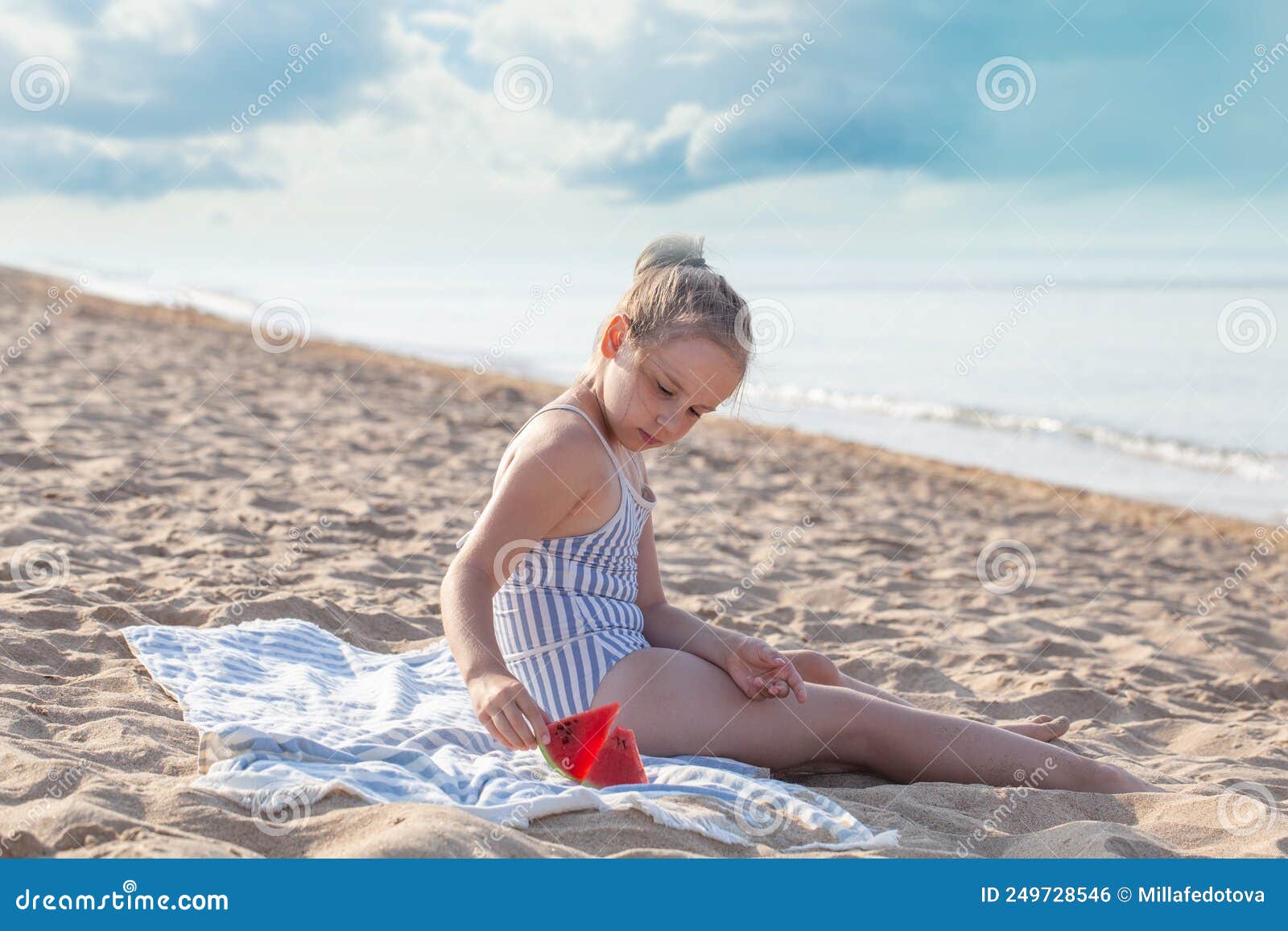 smilling little girl eating watermelon. summer, hollidays and travel concept