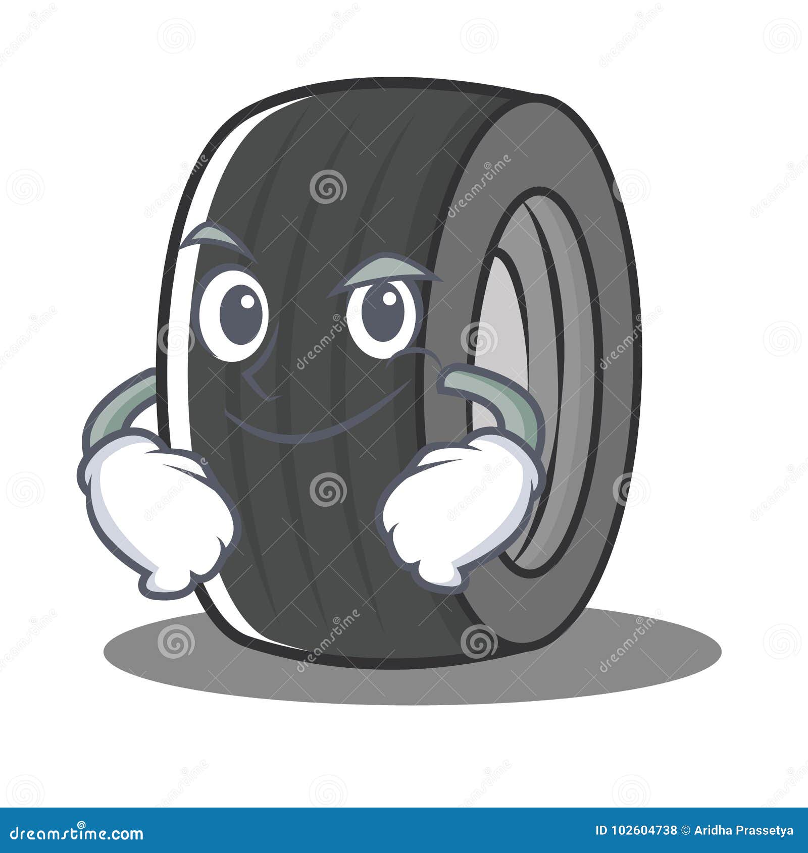 Smirking Tire Character Cartoon Style Stock Vector - Illustration of ...