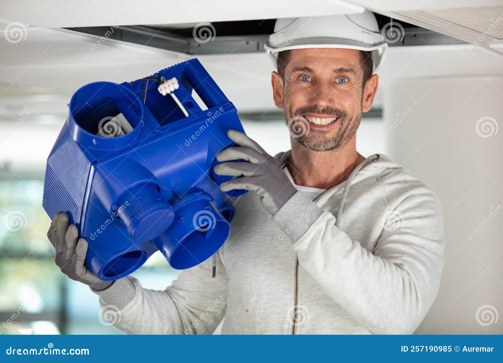 Smng Worker Holding Ventilation System Stock Image Image of repair