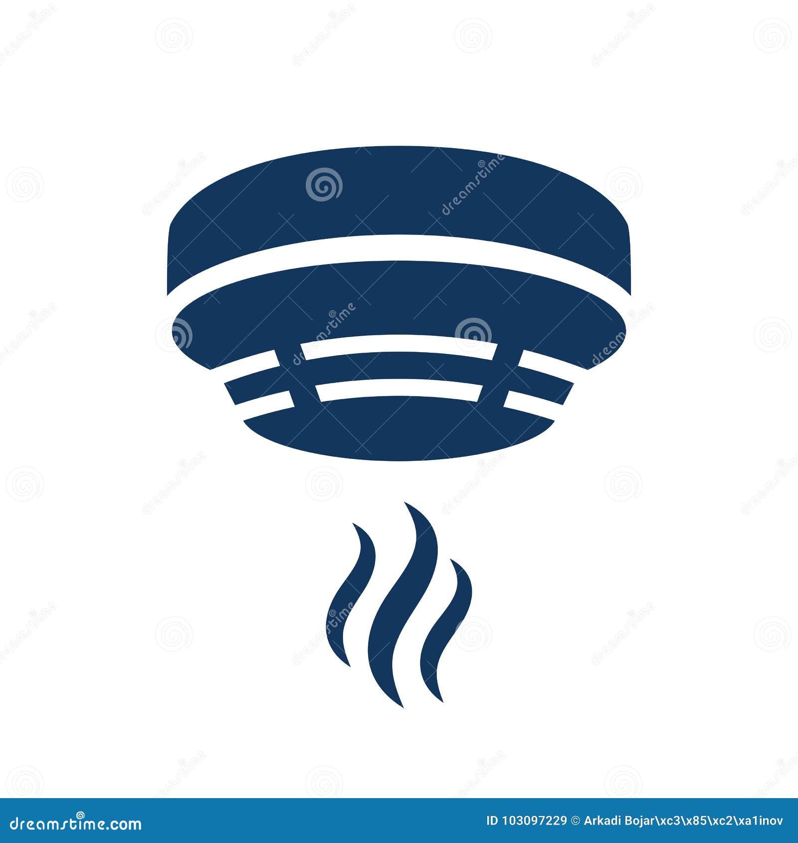 Smoke alarm vector icon stock vector. Illustration of blue - 103097229