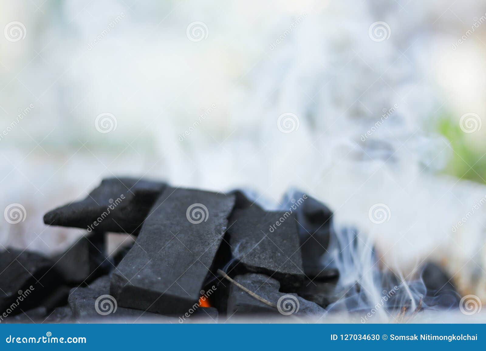 Smoke from Burning Charcoal Fire Burning Stock Photo Image of