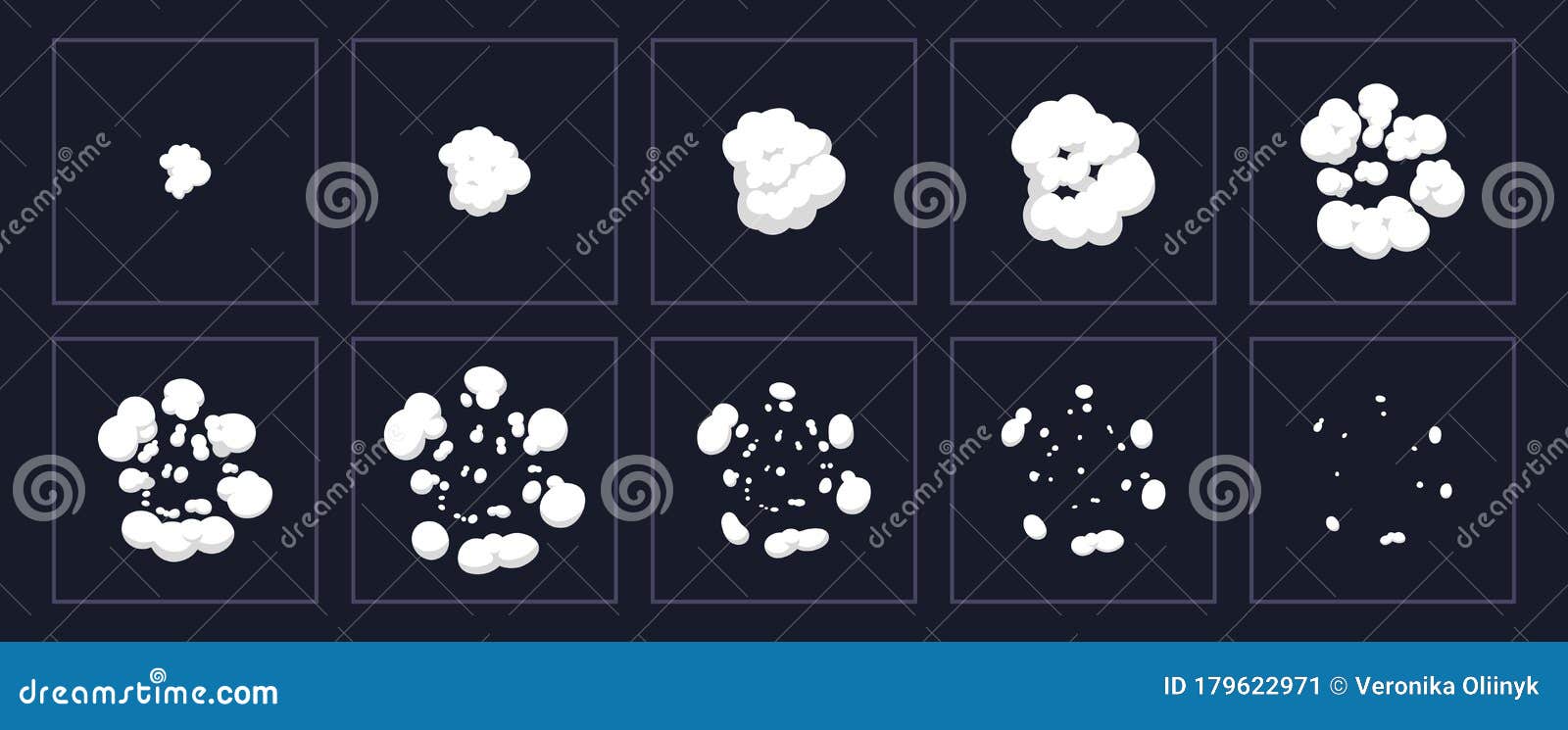 Smoke Explosion Animation. Cartoon Explosion Animated Shot, Explode Clouds  Frames Stock Vector - Illustration of cartoon, exhaust: 179622971