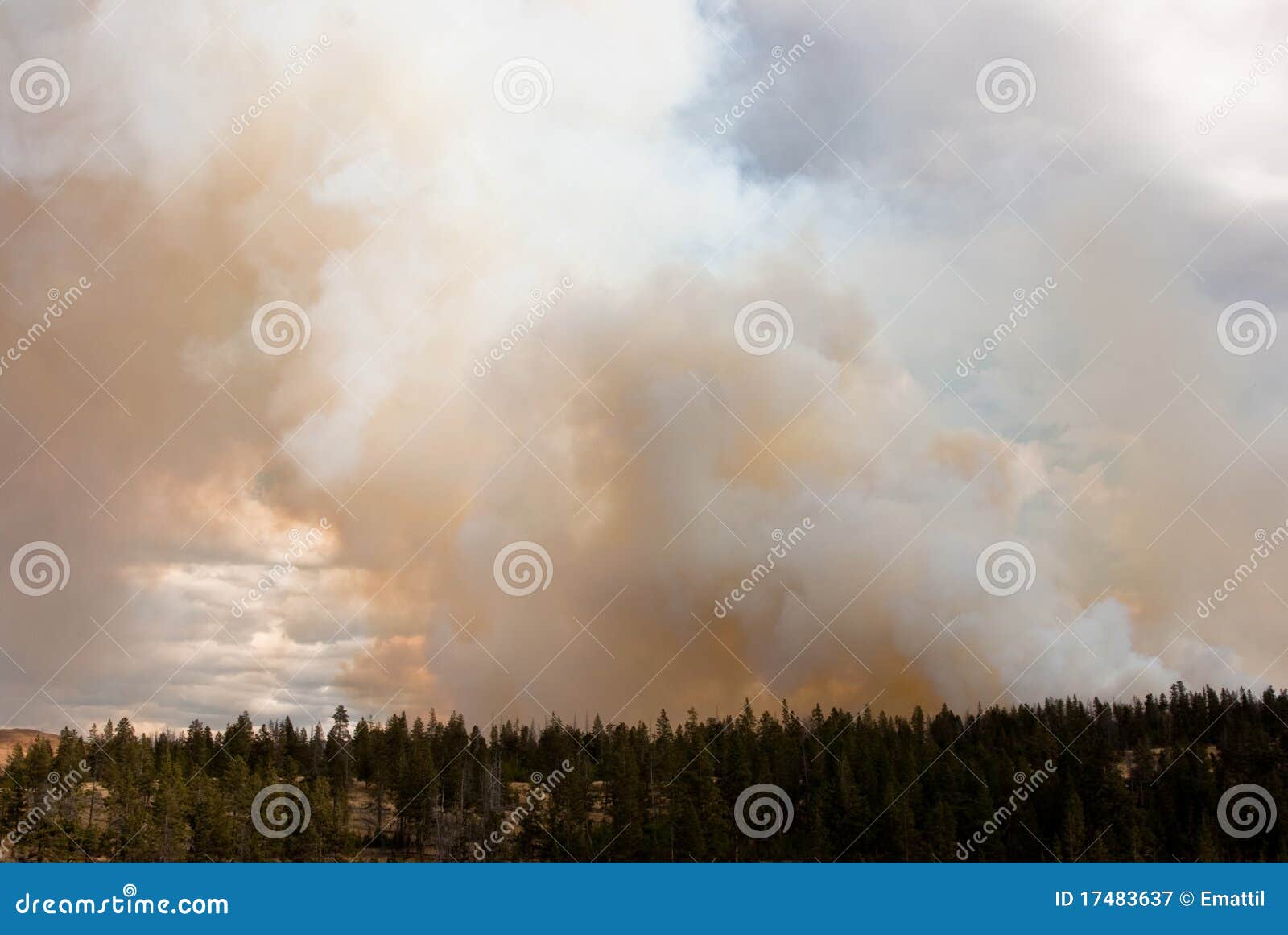 Smoke filled sky. Yellowstone ablaze as smoke fills the evening sky