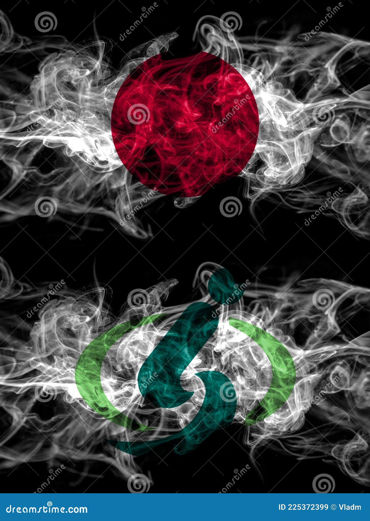 Smoke Flags of Japan, Japanese and Japan, Japanese, Saitama Stock Image