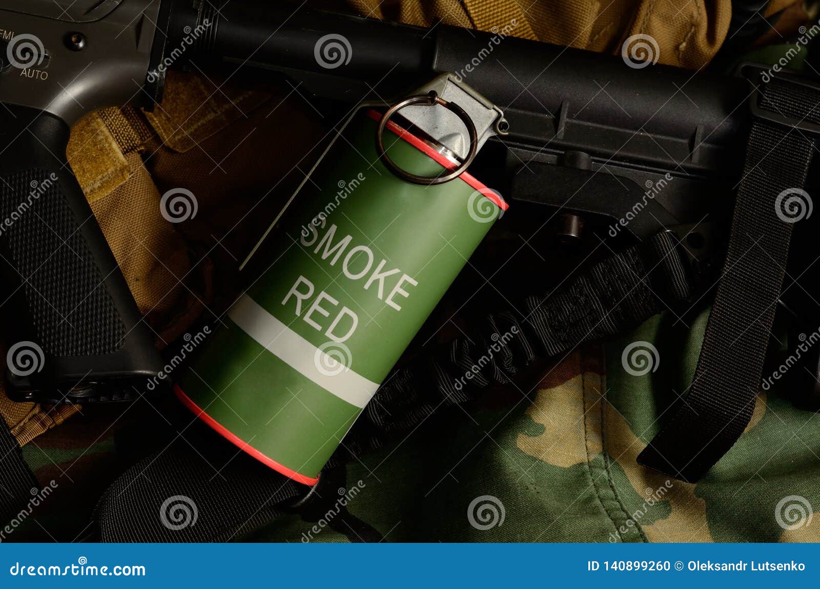 Smoke Grenade with Military Equipment Stock Photo Image of combat