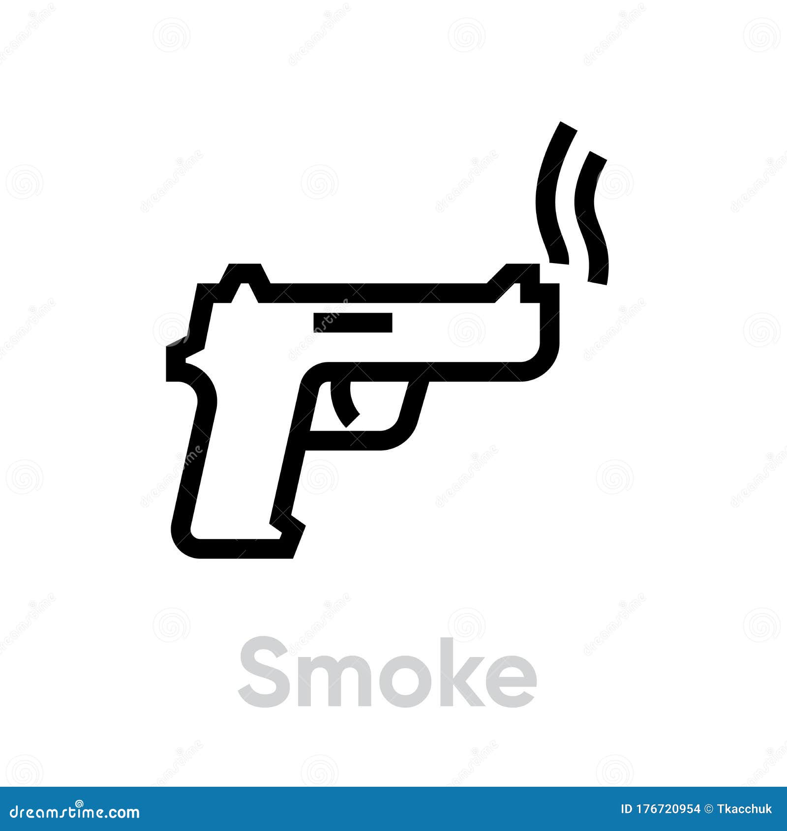 Smoke Gun Shot Icon. Editable Line Vector Stock Vector - Illustration