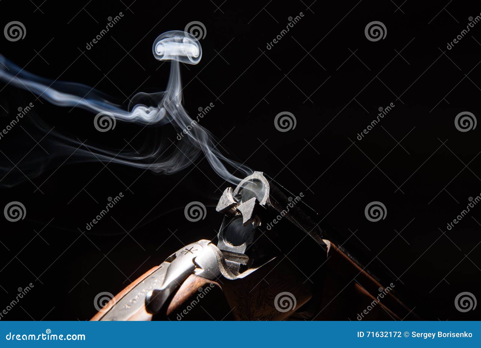 Smoke from a hunting rifle stock photo. Image of metallic 71632172