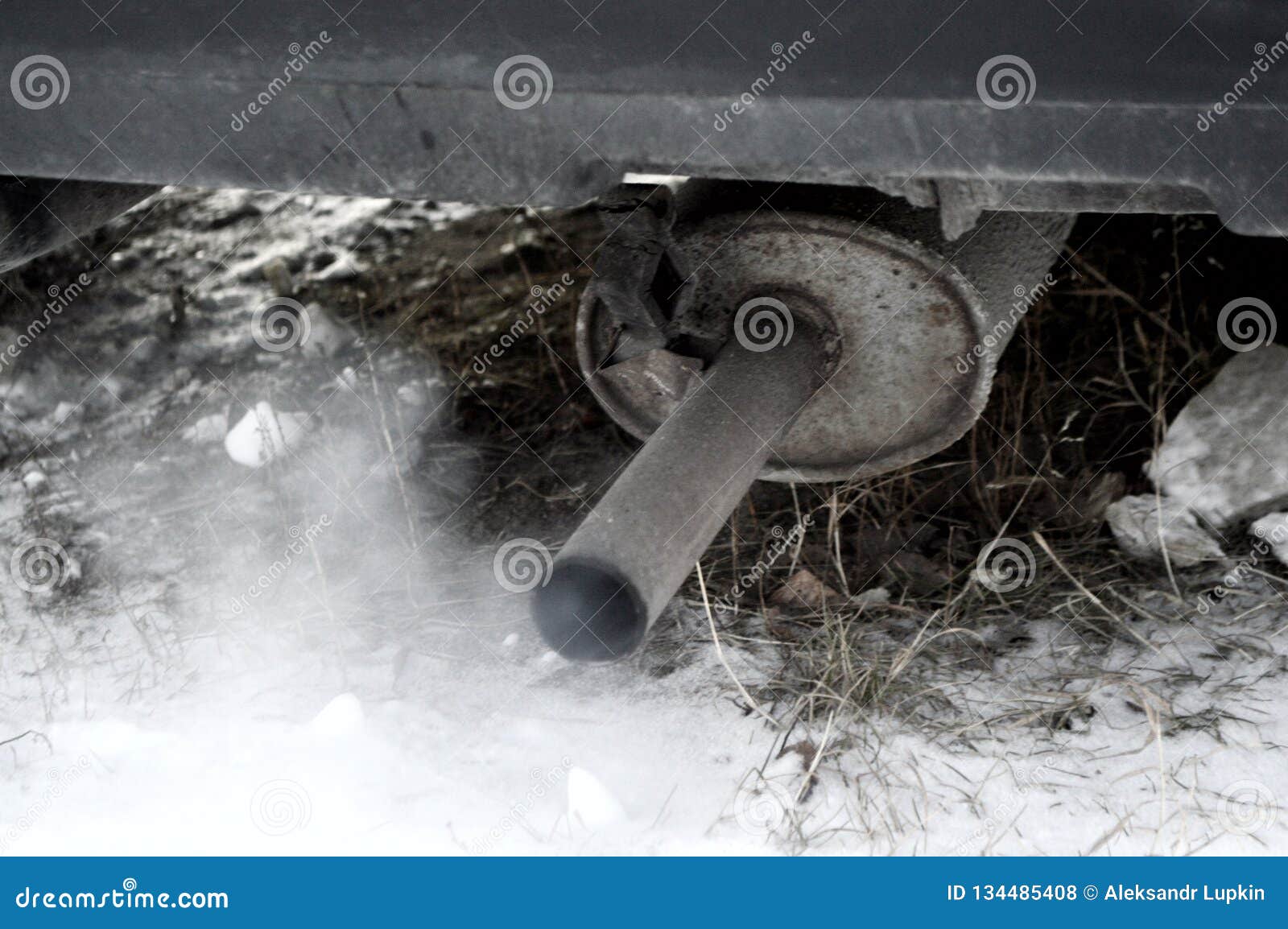 The Smoke from the Muffler. Stock Photo Image of muffler, smoke