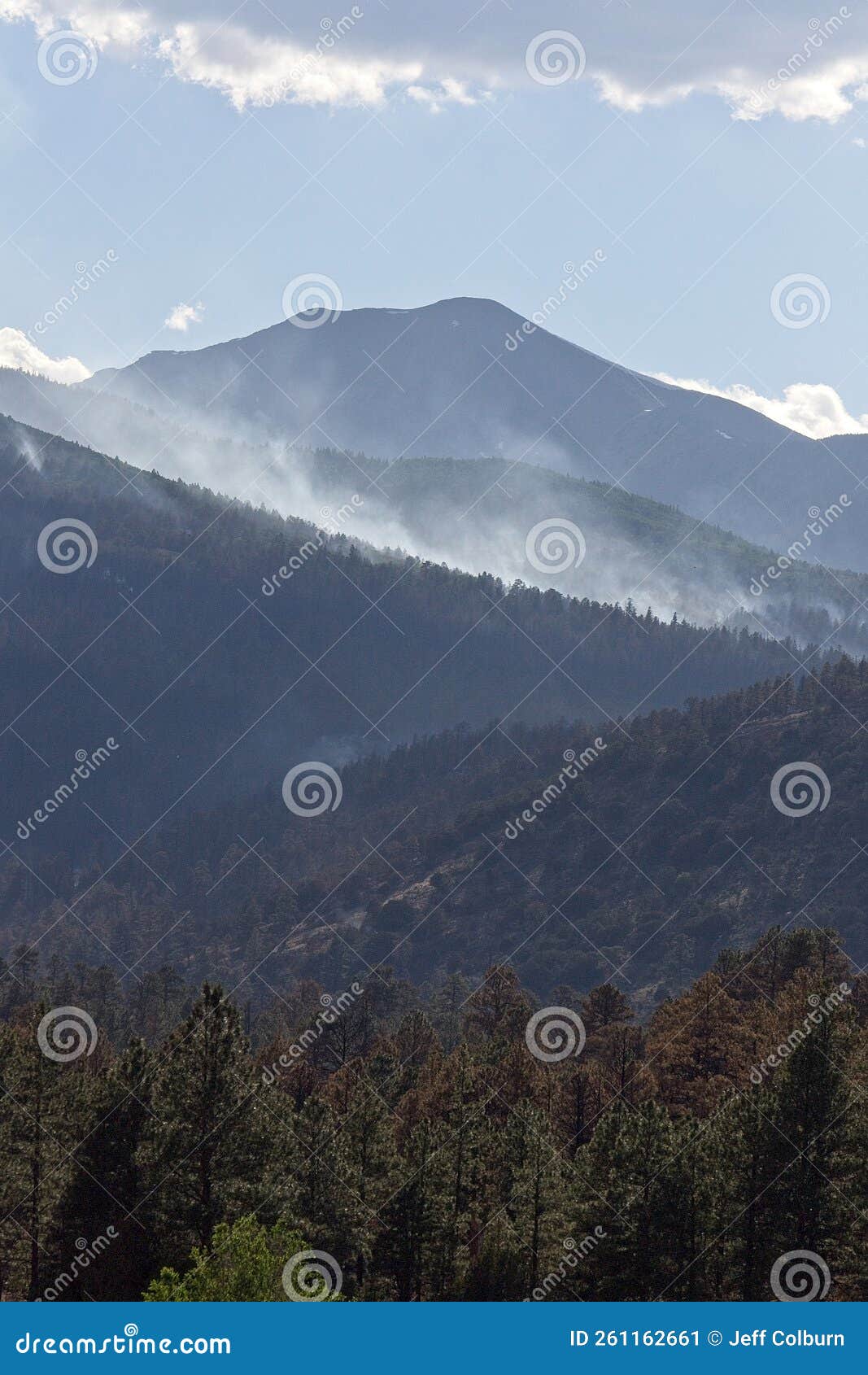 smoke rising from the forest during the schultz fire near flagstaff, arizona.