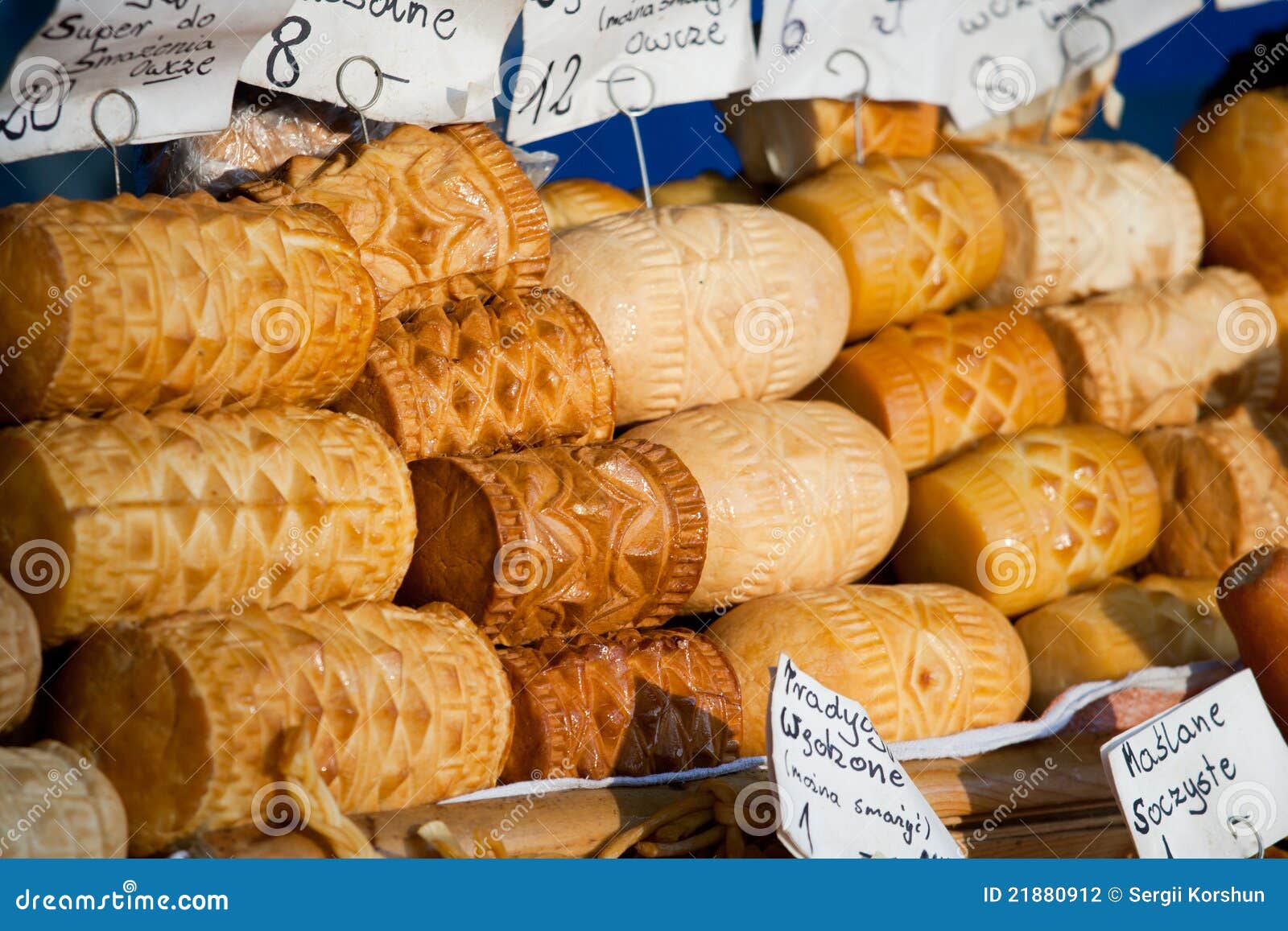smoked cheese oscypki on the market in zakopane