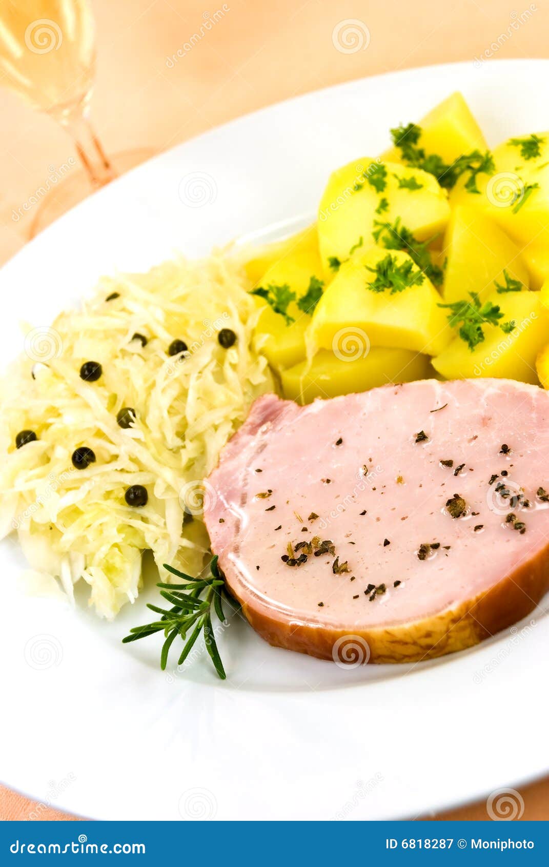 Smoked Ham with Cabbage and Boiled Potatoes Stock Image Image of
