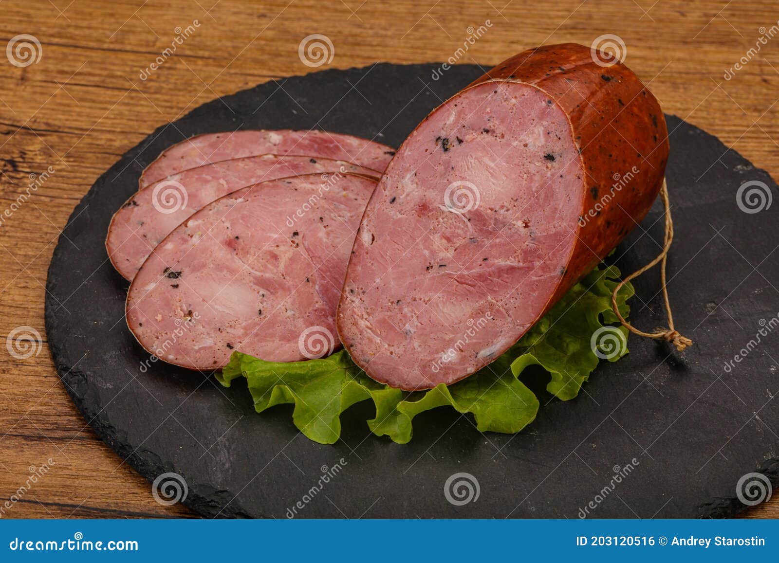 Smoked Ham Sausage with Spices Stock Photo Image of slice, italian