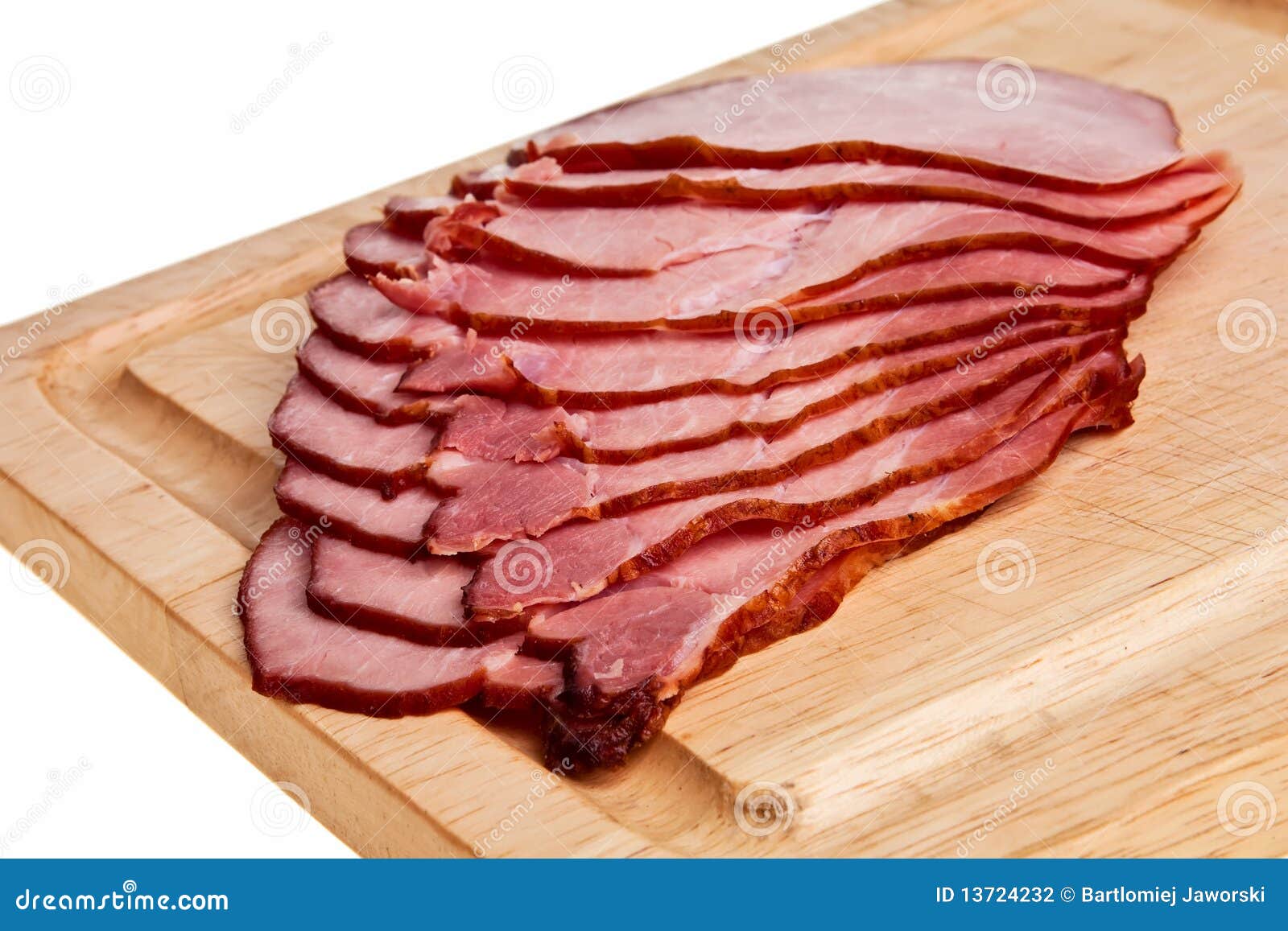 Smoked ham slices. stock photo. Image of slice, board 13724232